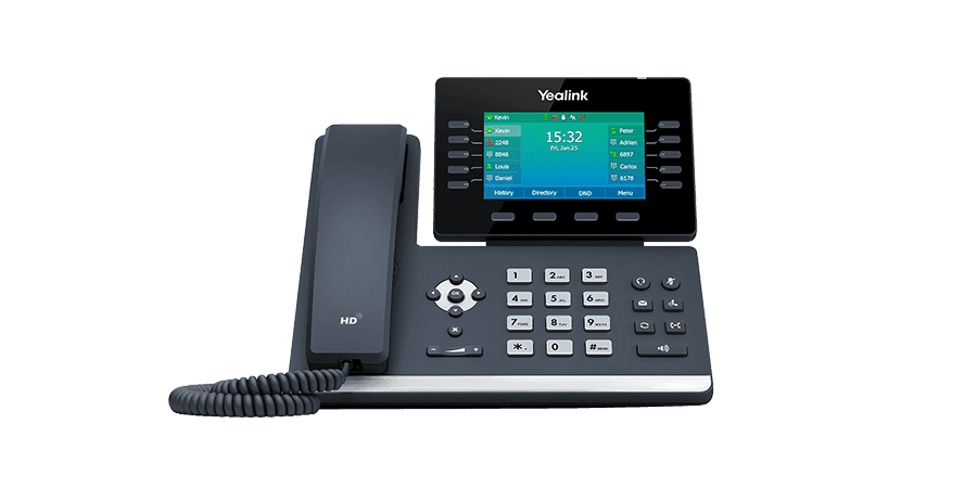 Teléfono de escritorio Yealink T54W, uno de los modelos que SpartanComm envía preconfigurados